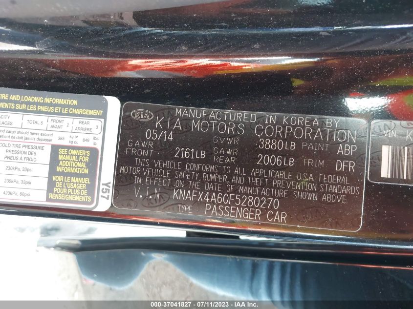 2015 KIA FORTE LX - KNAFX4A60F5280270