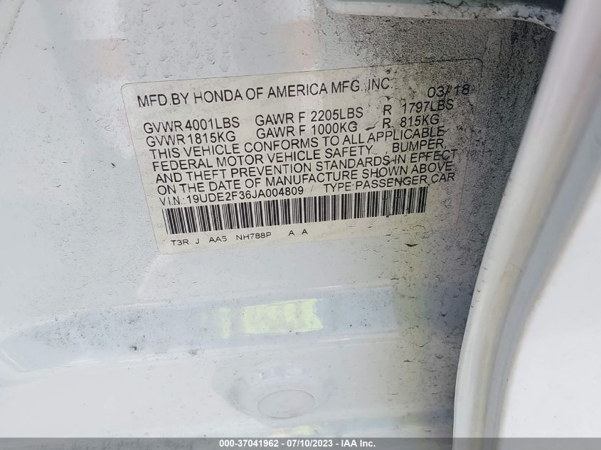 2018 ACURA ILX BASE WATCH PLUS - 19UDE2F36JA004809