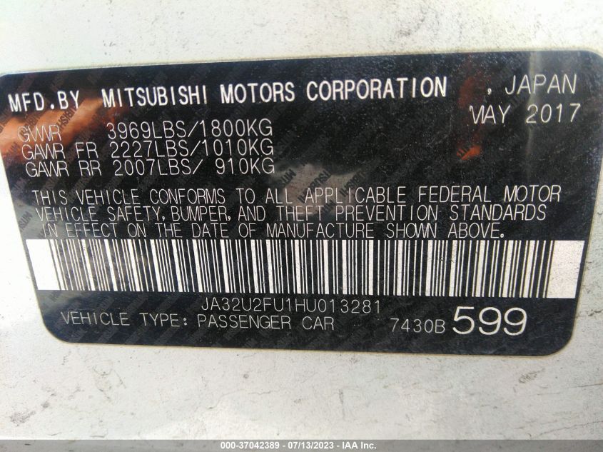 2017 MITSUBISHI LANCER ES/LE - JA32U2FU1HU013281