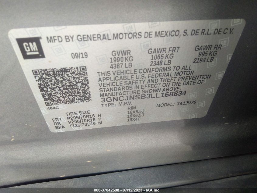 2020 CHEVROLET TRAX LS - 3GNCJNSB3LL168834