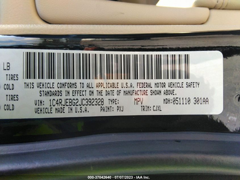 2018 JEEP GRAND CHEROKEE LIMITED - 1C4RJEBG2JC392328