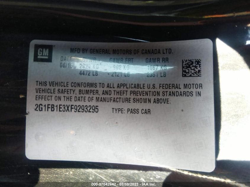 2015 CHEVROLET CAMARO LS - 2G1FB1E3XF9293295