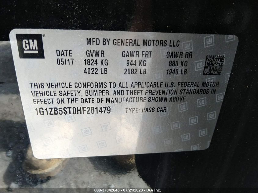 2017 CHEVROLET MALIBU LS - 1G1ZB5ST0HF281479