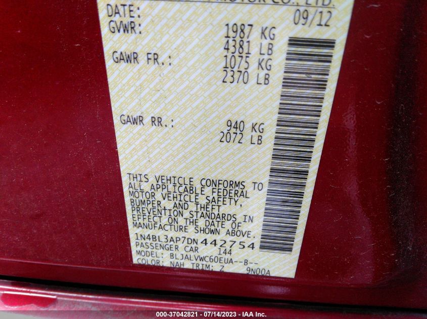 2013 NISSAN ALTIMA 3.5 SL - 1N4BL3AP7DN442754
