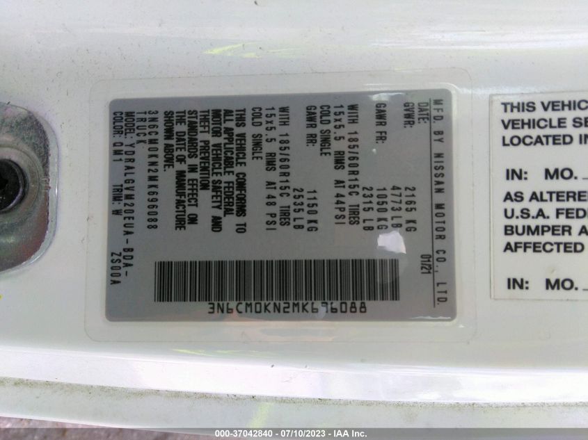 2021 NISSAN NV200 COMPACT CARGO SV - 3N6CM0KN2MK696088