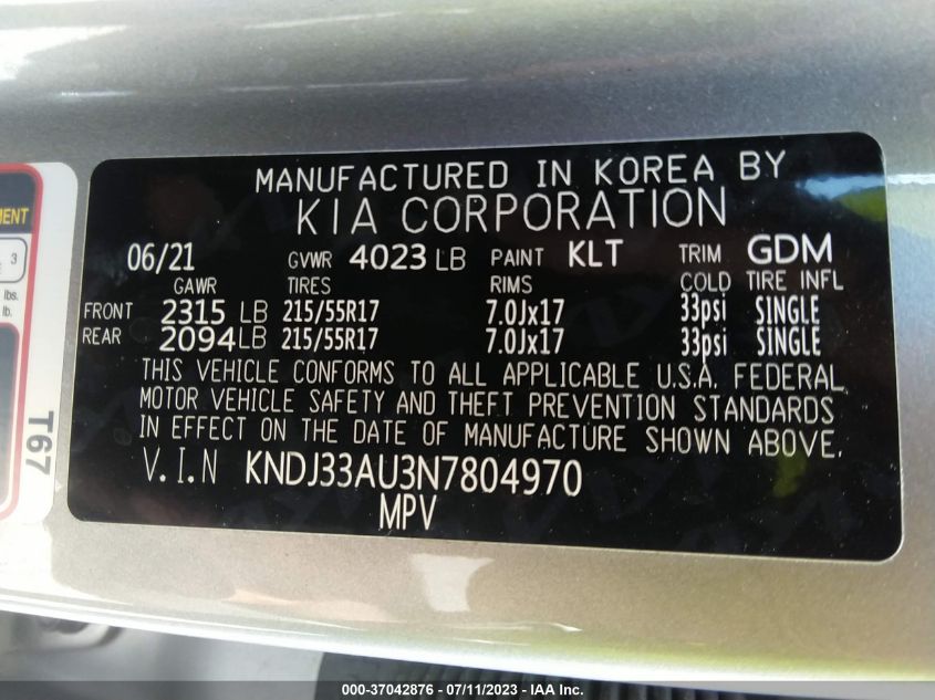2022 KIA SOUL EX - KNDJ33AU3N7804970