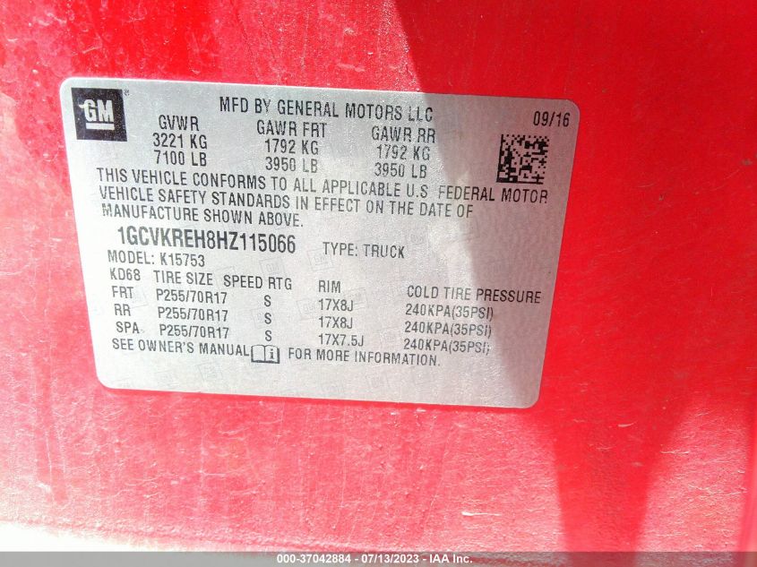 2017 CHEVROLET SILVERADO 1500 LT - 1GCVKREH8HZ115066