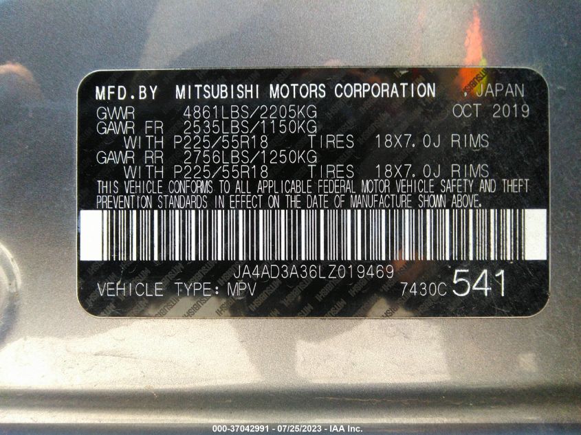 2020 MITSUBISHI OUTLANDER SE/SEL/LE/SP - JA4AD3A36LZ019469