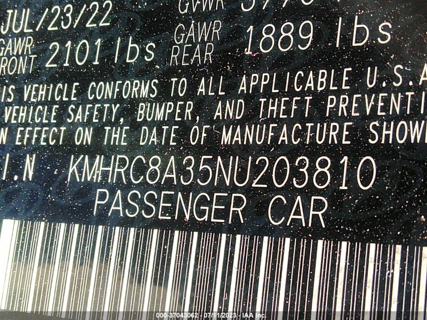 2022 HYUNDAI VENUE LIMITED - KMHRC8A35NU203810