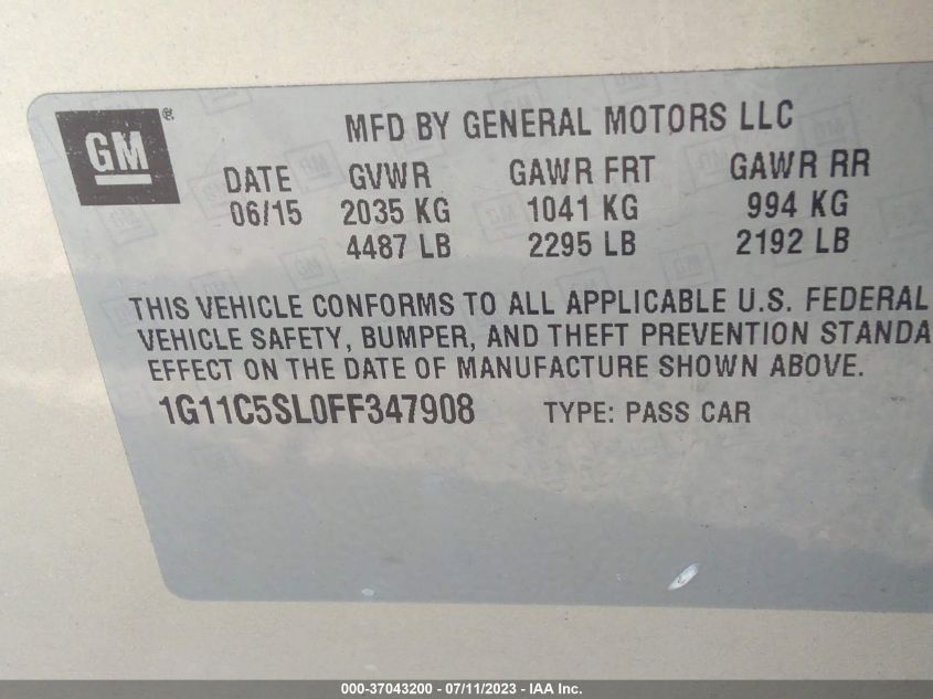 2015 CHEVROLET MALIBU LT - 1G11C5SL0FF347908