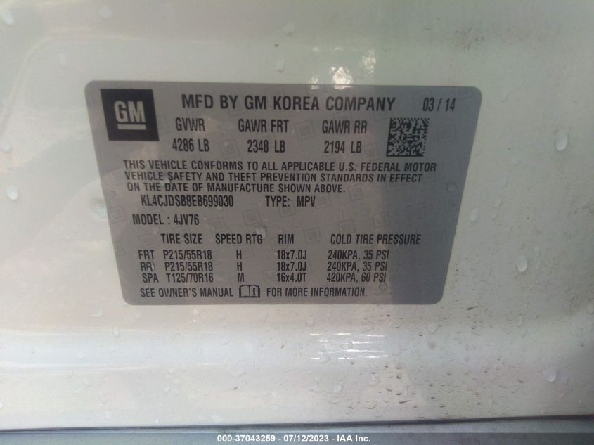 2014 BUICK ENCORE PREMIUM - KL4CJDSB8EB699030