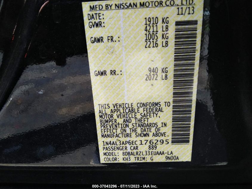 2014 NISSAN ALTIMA 2.5 S - 1N4AL3AP6EC176295