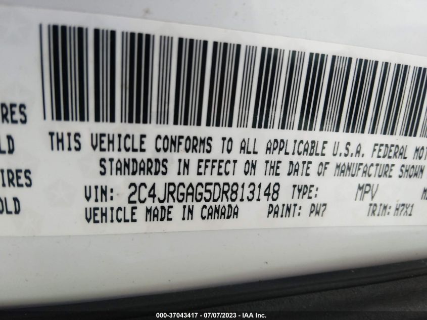 2013 RAM CARGO VAN TRADESMAN 2C4JRGAG5DR813148