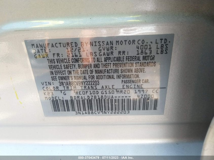 2022 NISSAN SENTRA SV - 3N1AB8CV9NY222203