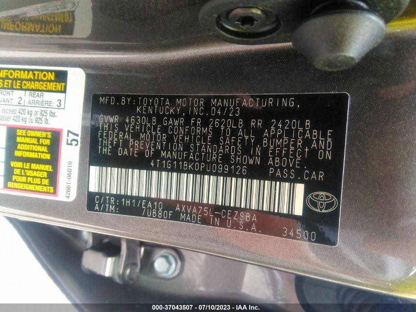 2023 TOYOTA CAMRY SE - 4T1G11BK0PU099126