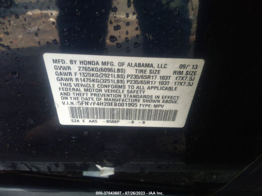 2014 HONDA PILOT LX - 5FNYF4H20EB001995