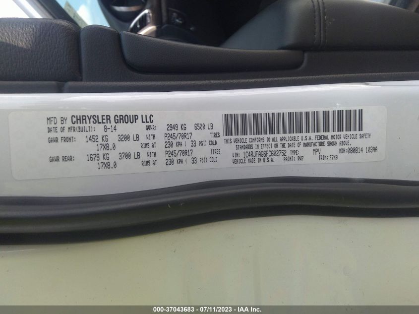 2015 JEEP GRAND CHEROKEE LAREDO - 1C4RJFAG6FC602752