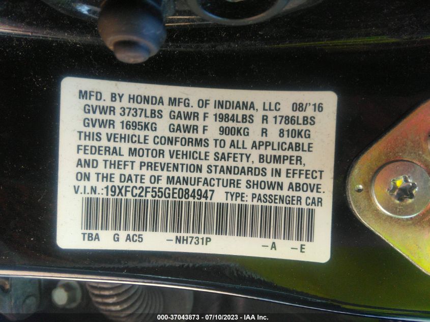 2016 HONDA CIVIC SEDAN LX - 19XFC2F55GE084947
