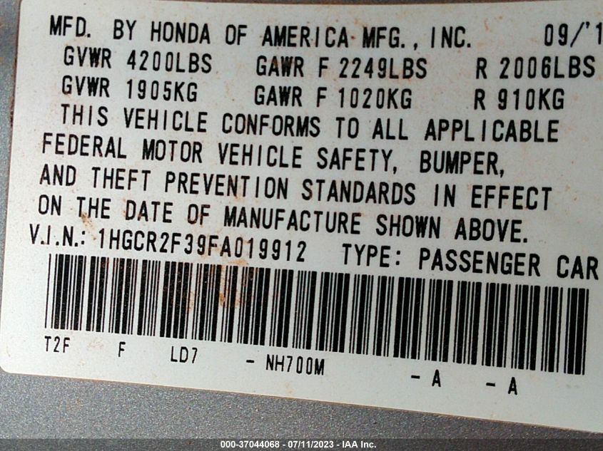 2015 HONDA ACCORD LX - 1HGCR2F39FA019912