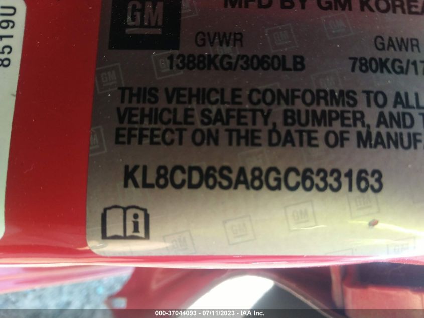 2016 CHEVROLET SPARK 1LT - KL8CD6SA8GC633163