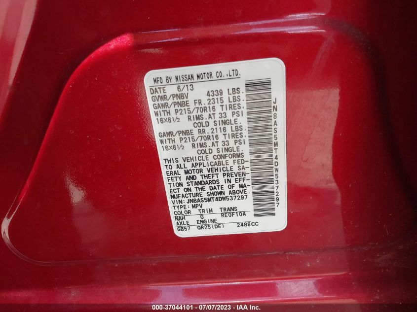 2013 NISSAN ROGUE S - JN8AS5MT4DW537297