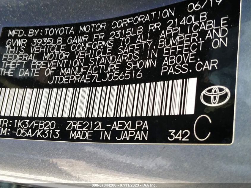 2020 TOYOTA COROLLA LE - JTDEPRAE7LJ056516