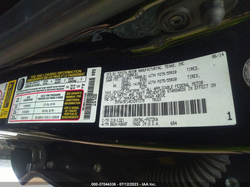 2014 TOYOTA TUNDRA 4WD TRUCK PLATINUM/1794 5TFAY5F14EX397379