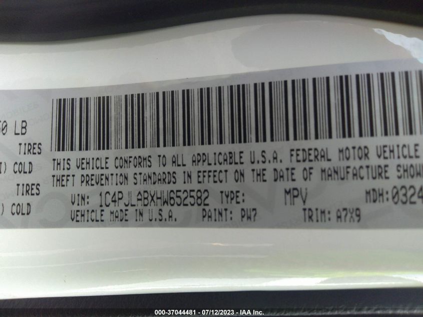 2017 JEEP CHEROKEE SPORT - 1C4PJLABXHW652582
