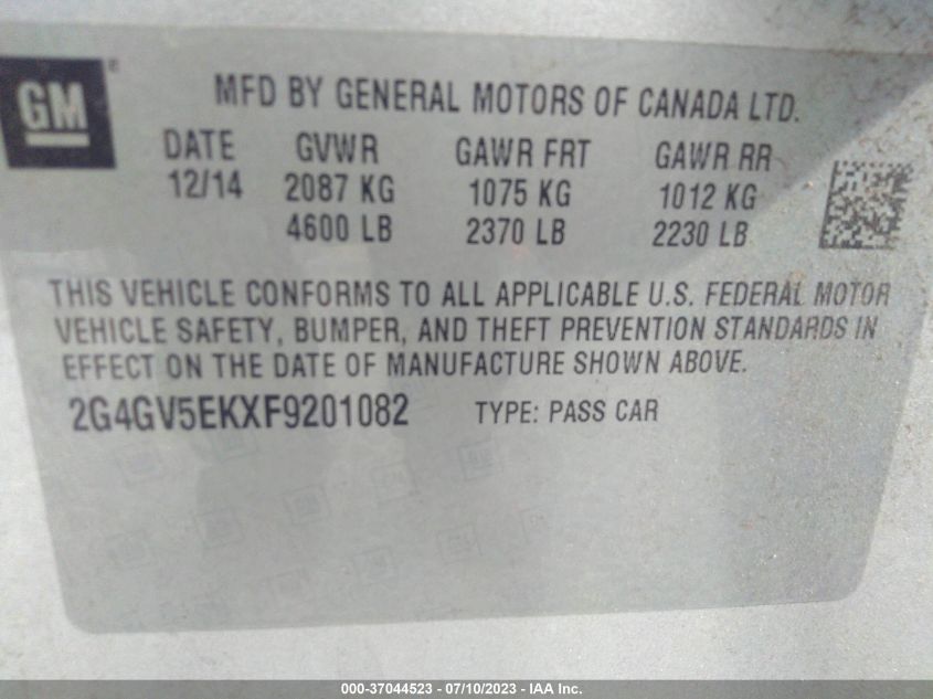 2015 BUICK REGAL - 2G4GV5EKXF9201082