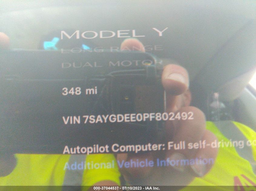 2023 TESLA MODEL Y LONG RANGE - 7SAYGDEE0PF802492