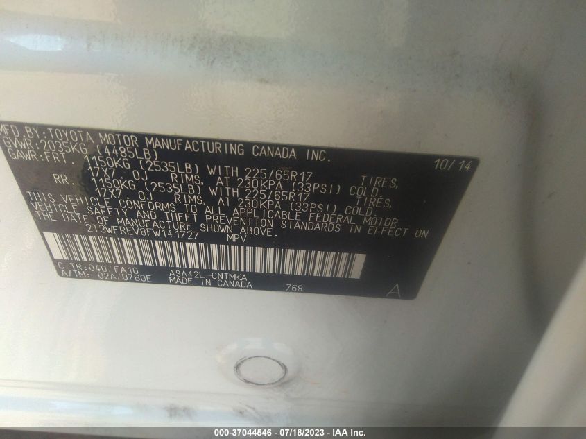 2015 TOYOTA RAV4 XLE - 2T3WFREV8FW141727