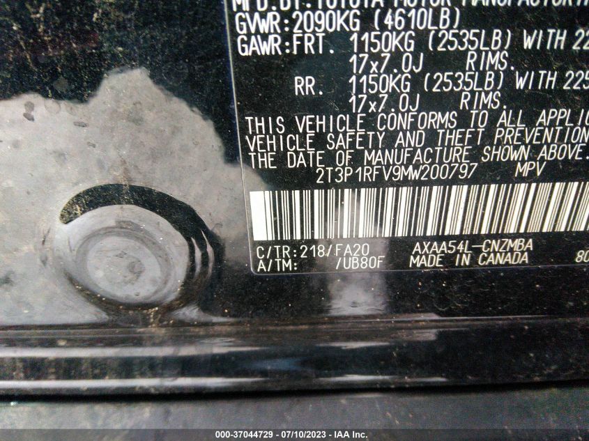 2021 TOYOTA RAV4 XLE - 2T3P1RFV9MW200797