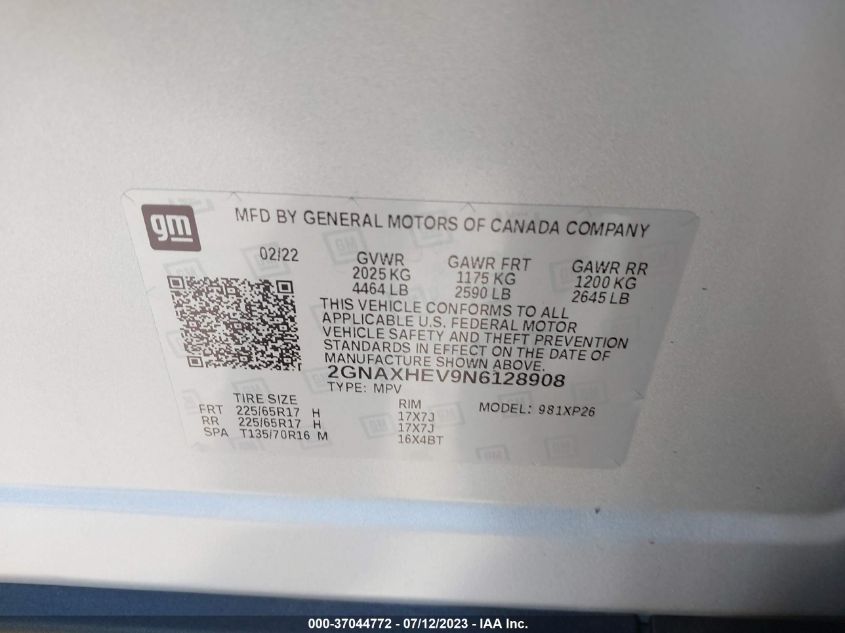 2022 CHEVROLET EQUINOX LS - 2GNAXHEV9N6128908