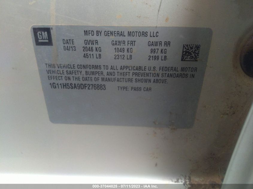 2013 CHEVROLET MALIBU LTZ - 1G11H5SA9DF276883