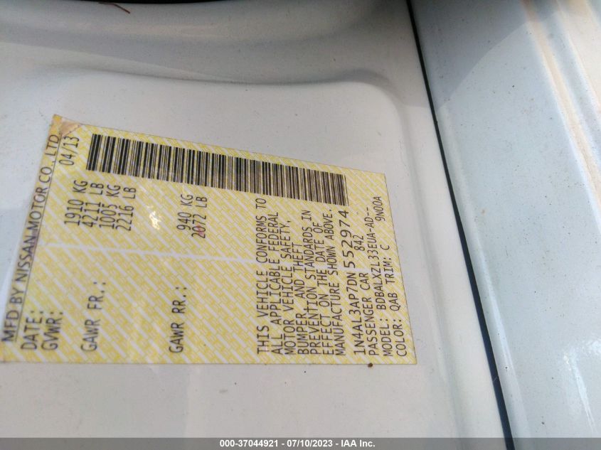 2013 NISSAN ALTIMA 2.5 SL - 1N4AL3AP7DN552974
