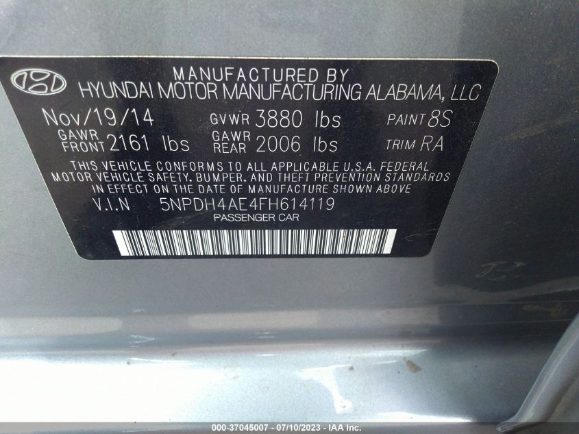 2015 HYUNDAI ELANTRA SE - 5NPDH4AE4FH614119