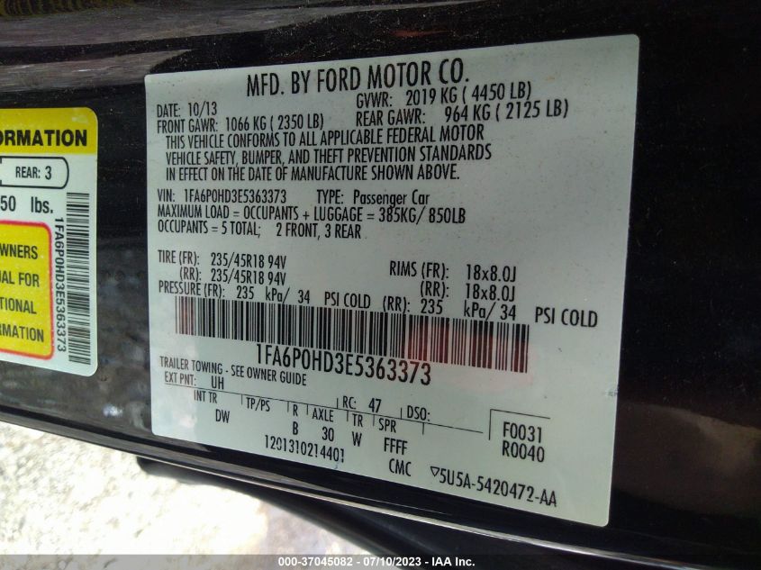 2014 FORD FUSION SE - 1FA6P0HD3E5363373