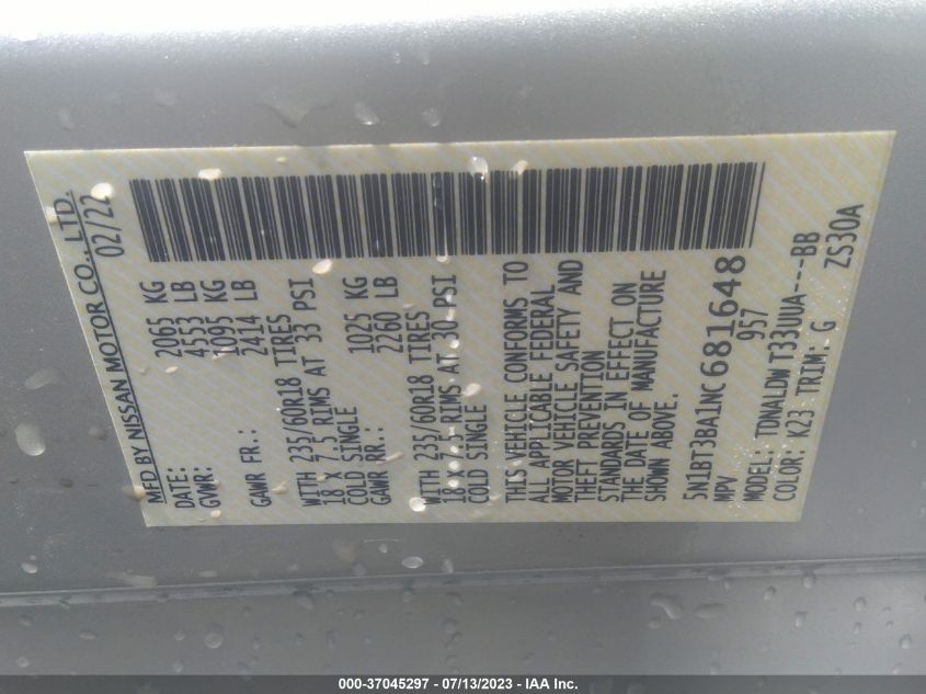 2022 NISSAN ROGUE SV - 5N1BT3BA1NC681648