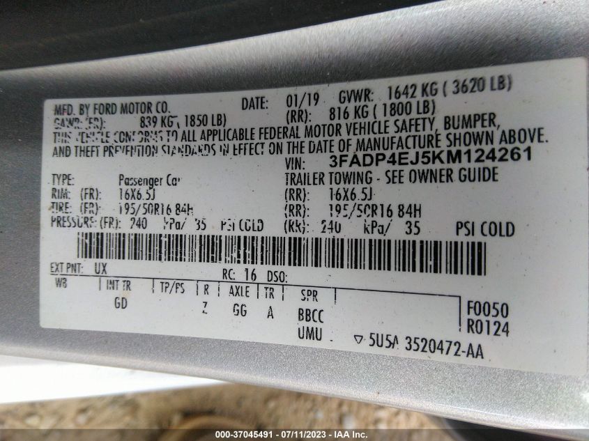 2019 FORD FIESTA SE - 3FADP4EJ5KM124261