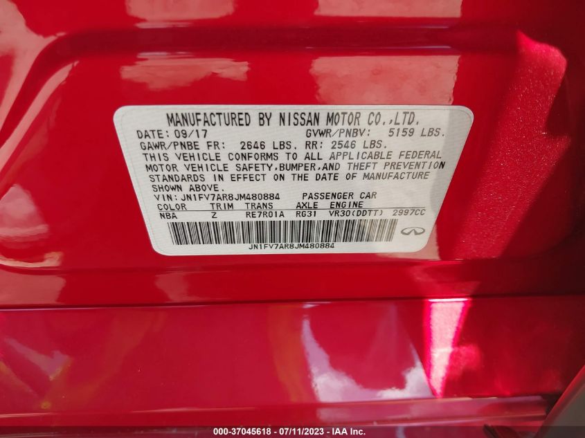 2018 INFINITI Q50 RED SPORT 400 - JN1FV7AR8JM480884