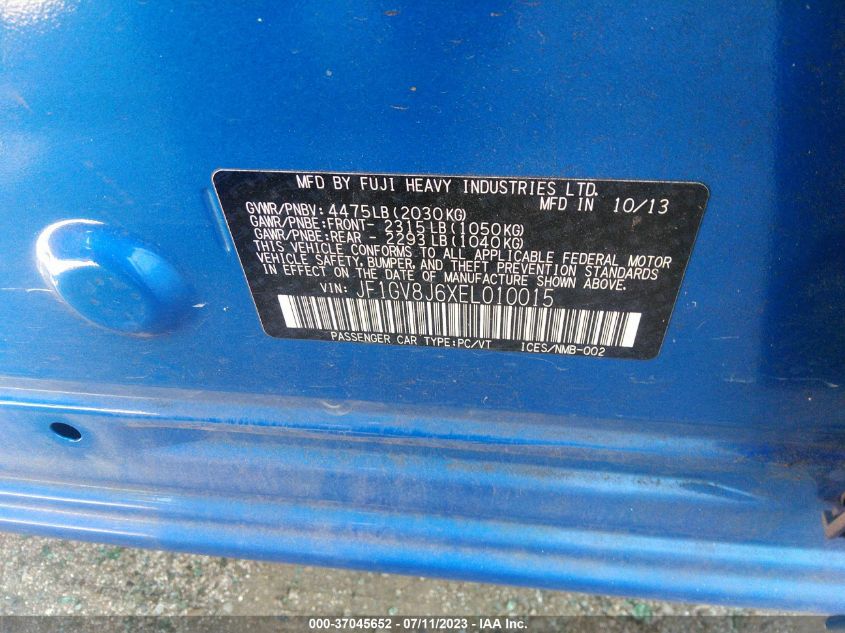 2014 SUBARU IMPREZA SEDAN WRX WRX STI LIMITED - JF1GV8J6XEL010015