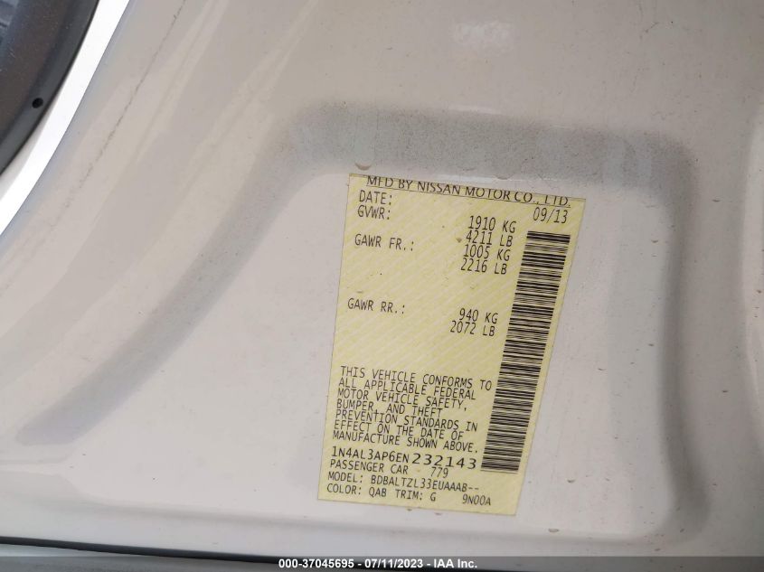 2014 NISSAN ALTIMA 2.5/S/SV/SL - 1N4AL3AP6EN232143