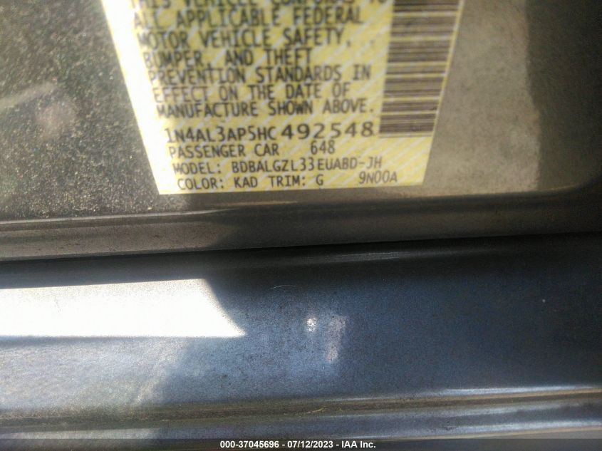 2017 NISSAN ALTIMA 2.5 S - 1N4AL3AP5HC492548
