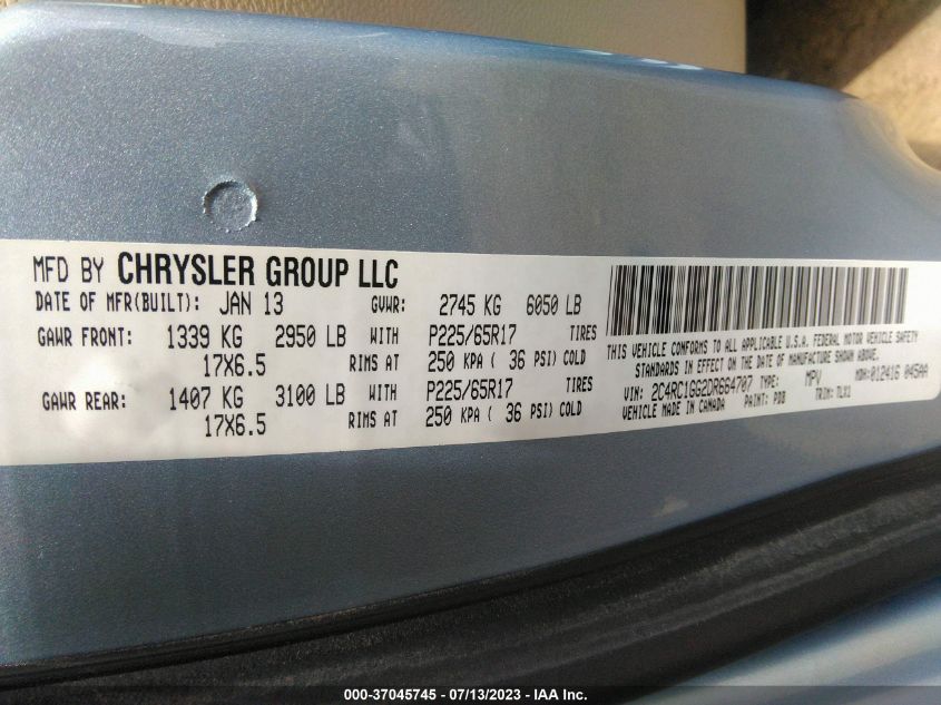 2013 CHRYSLER TOWN & COUNTRY LIMITED - 2C4RC1GG2DR664707