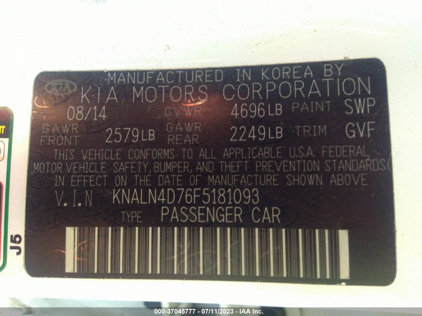 2015 KIA CADENZA PREMIUM - KNALN4D76F5181093