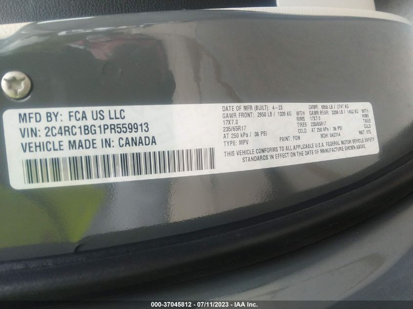 2023 CHRYSLER PACIFICA TOURING L - 2C4RC1BG1PR559913