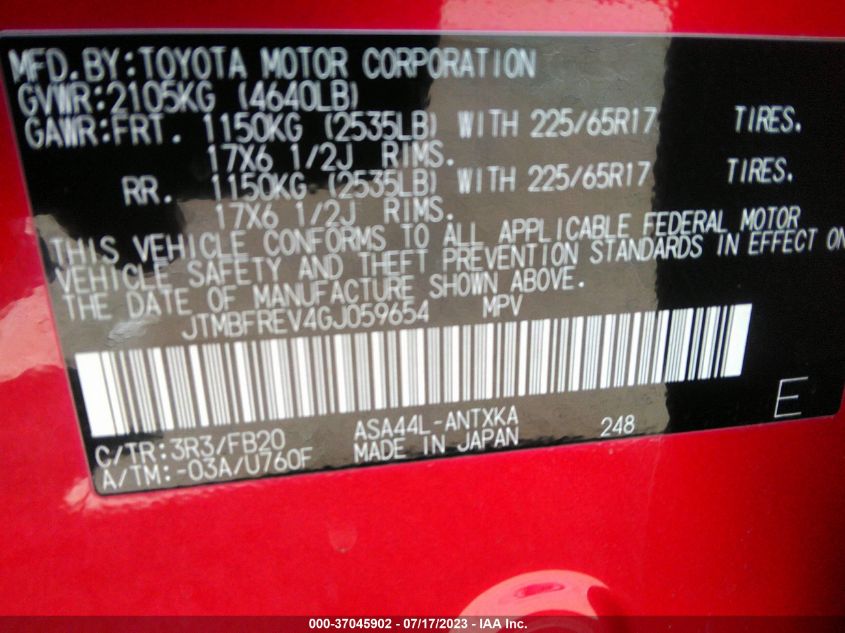 2016 TOYOTA RAV4 LE - JTMBFREV4GJ059654