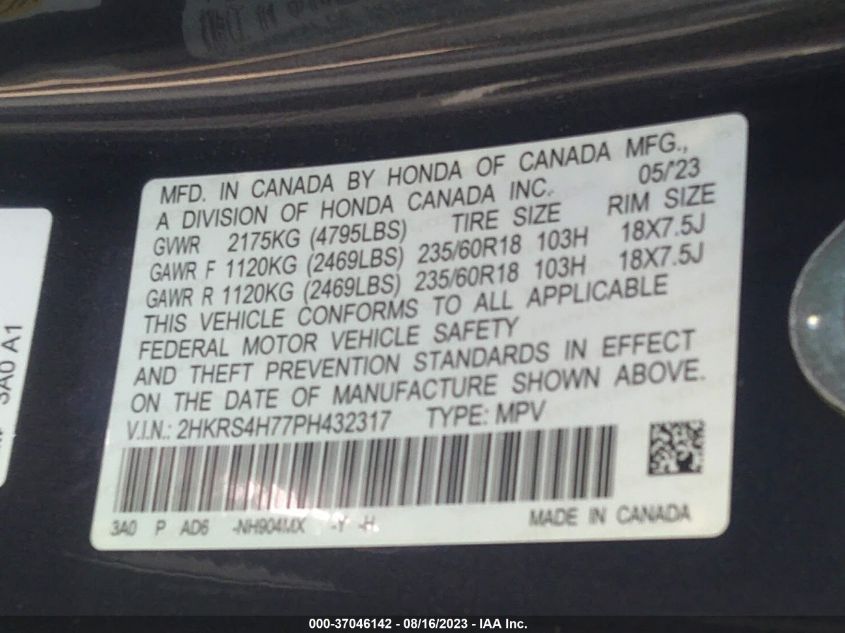 2023 HONDA CR-V EX-L - 2HKRS4H77PH432317