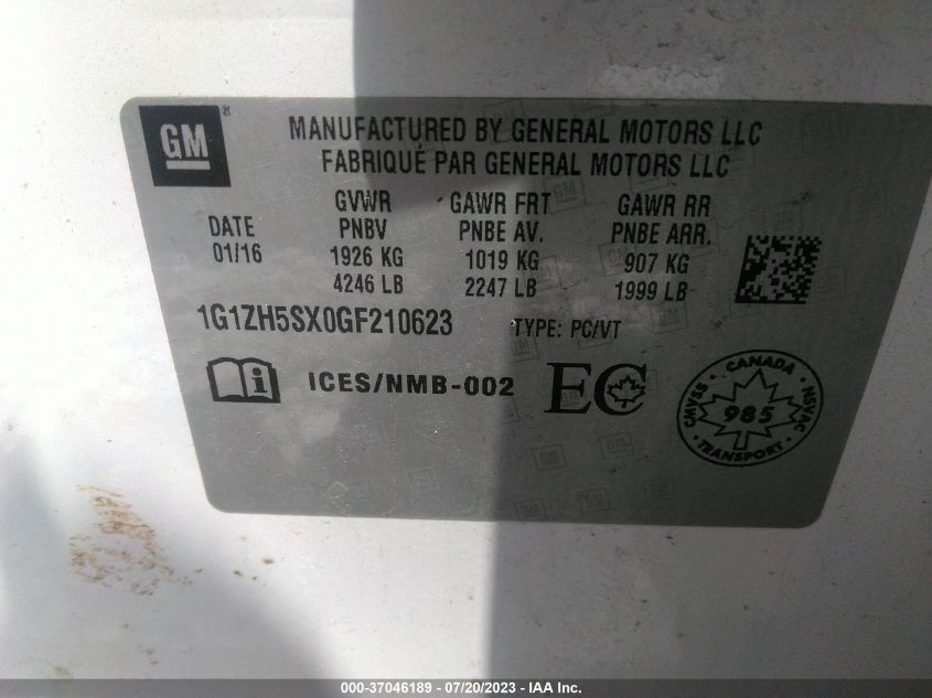 2016 CHEVROLET MALIBU PREMIER - 1G1ZH5SX0GF210623
