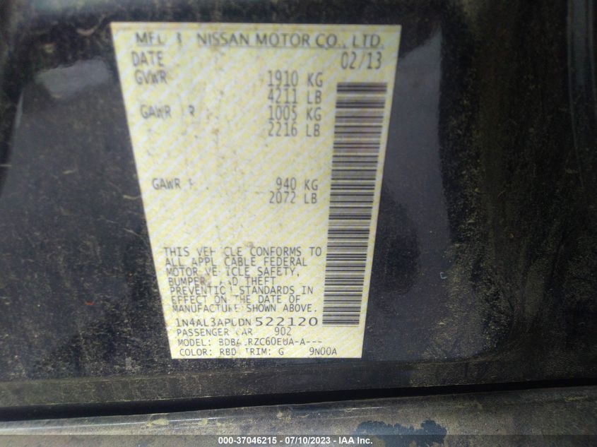 2013 NISSAN ALTIMA 2.5 S - 1N4AL3AP0DN522120